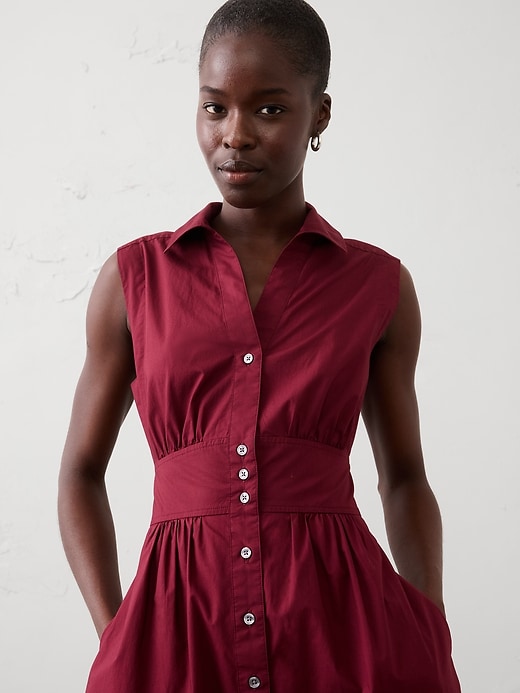 midi dress poplin polos Gathered-Shoulder Thoughtfully designed with invisible pockets and a comfortable fit BELTED POPLIN MIDI DRESS -