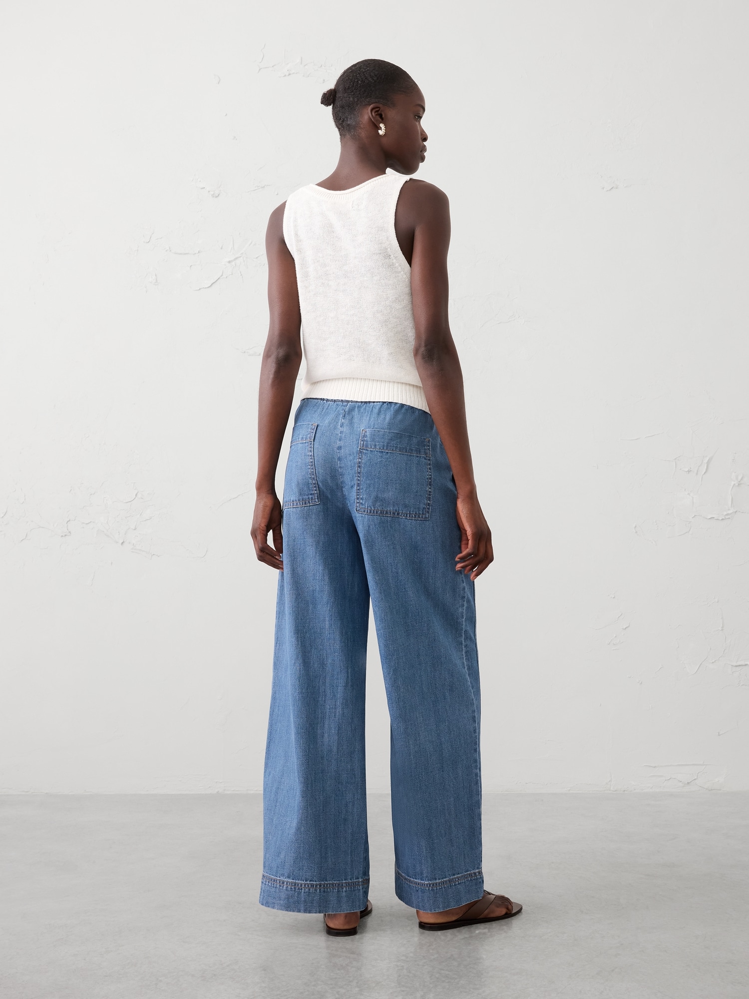 Image number 6 showing, Wide-Leg Mid-Rise Pull-On Utility Jean
