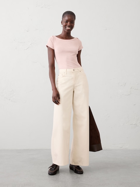 Ribbed Boatneck Top
