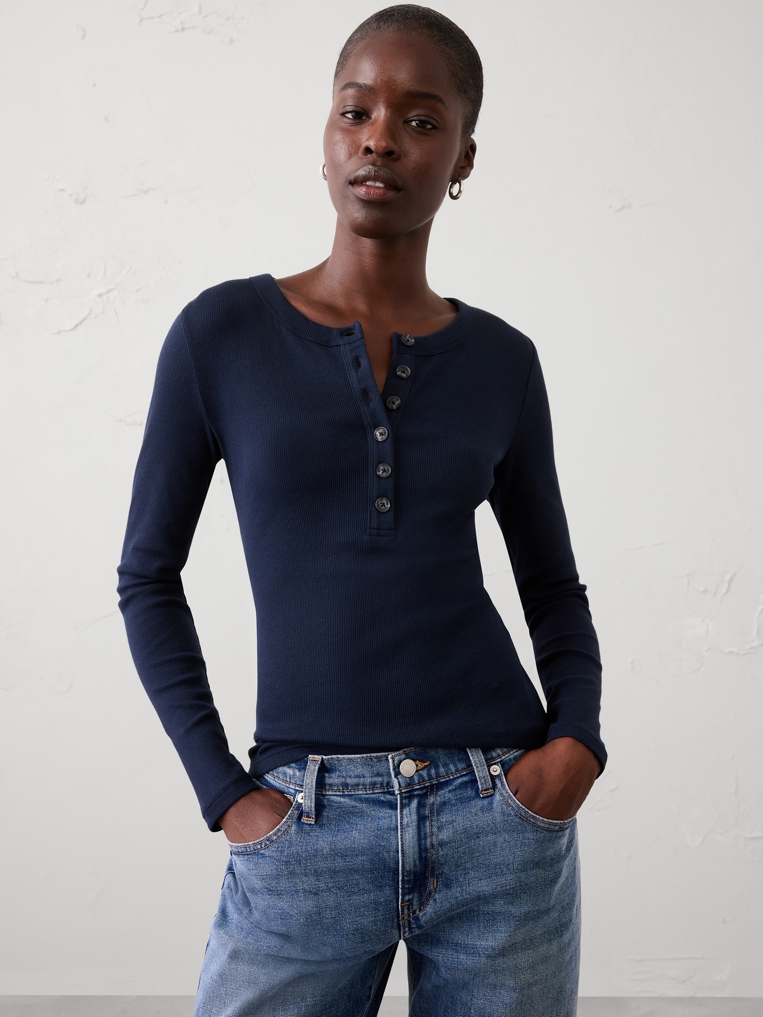 Image number 1 showing, Ribbed Henley T-Shirt
