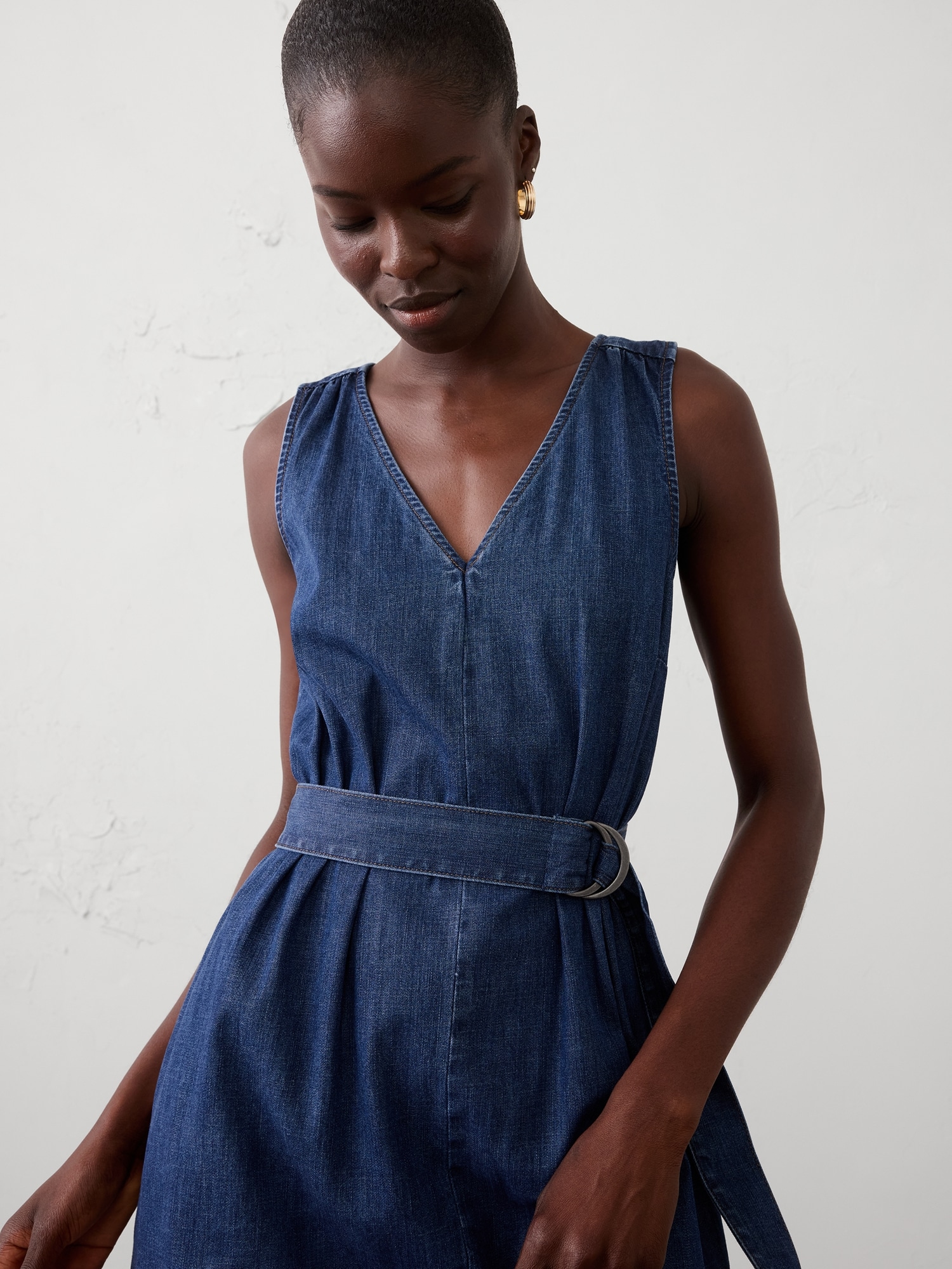Image number 3 showing, Chambray Belted Maxi Dress