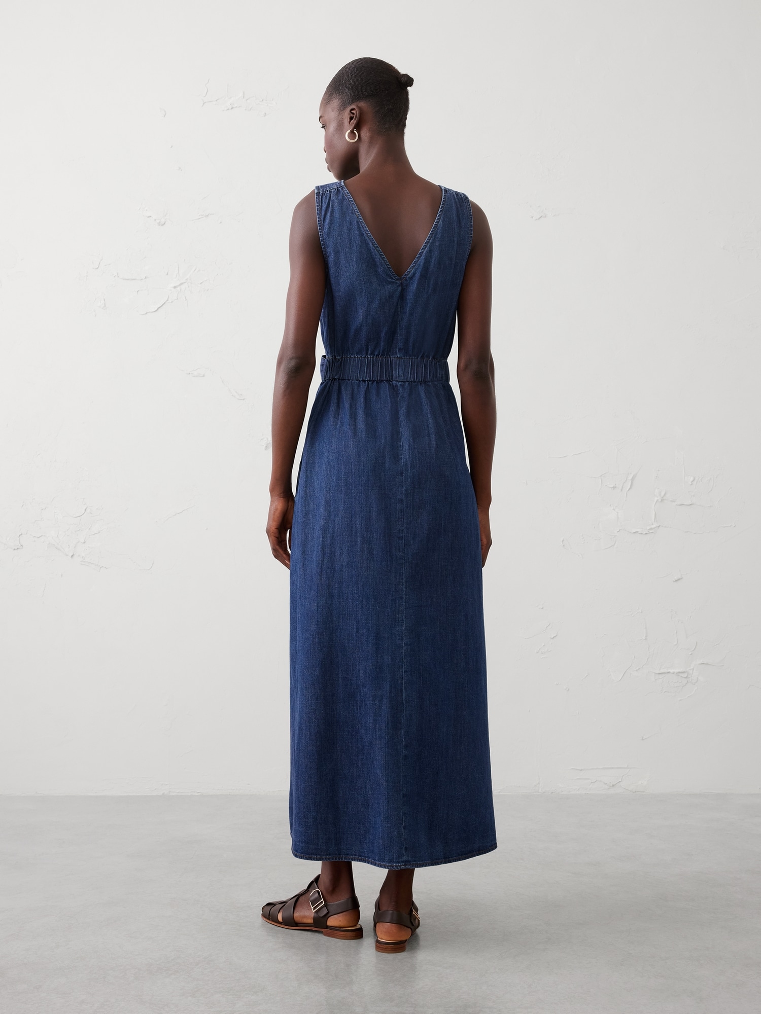 Image number 2 showing, Chambray Belted Maxi Dress