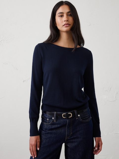 Merino Wool Boat-Neck Sweater