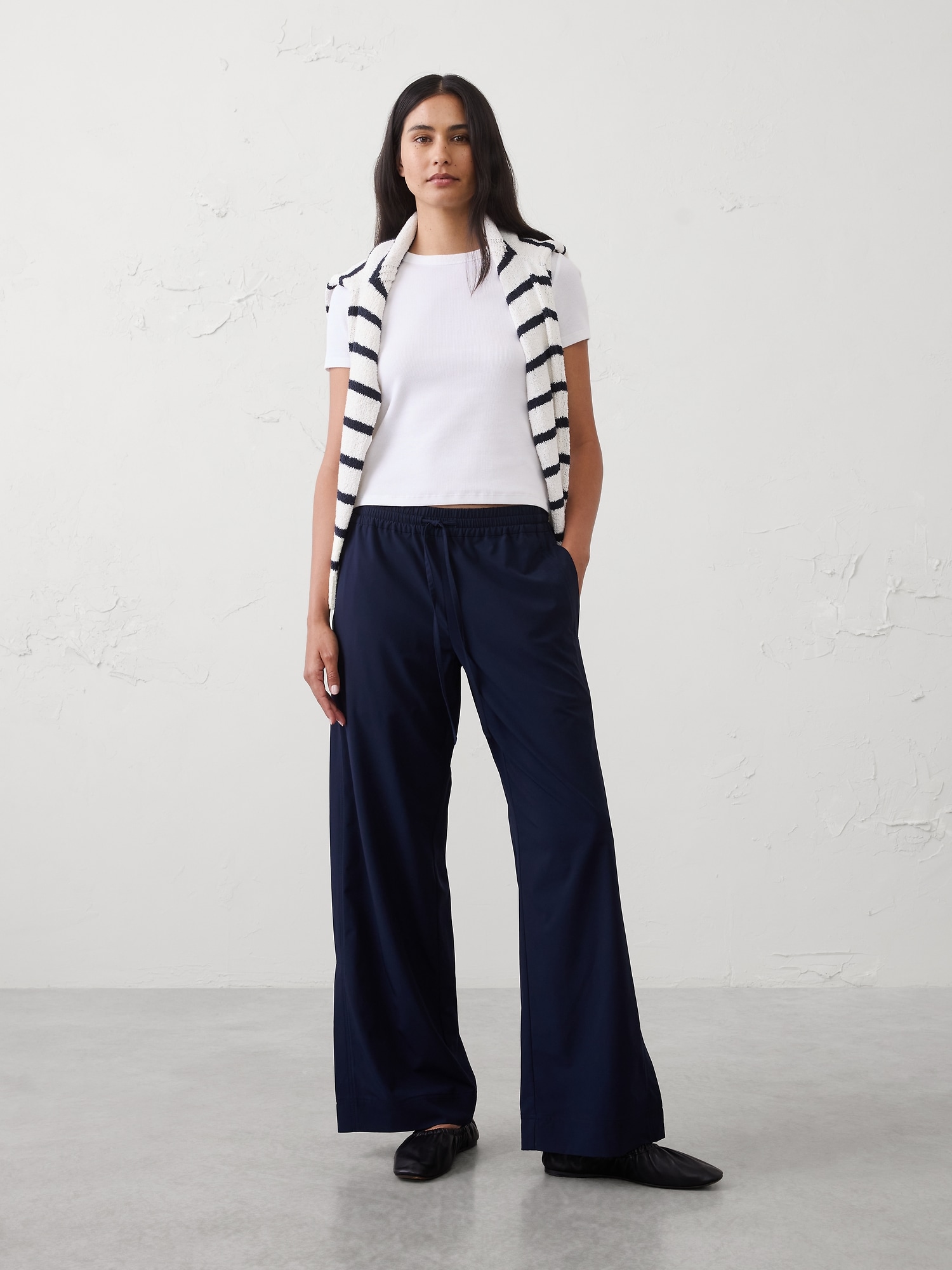 Image number 1 showing, Wide-Leg Mid-Rise Airstretch Pant
