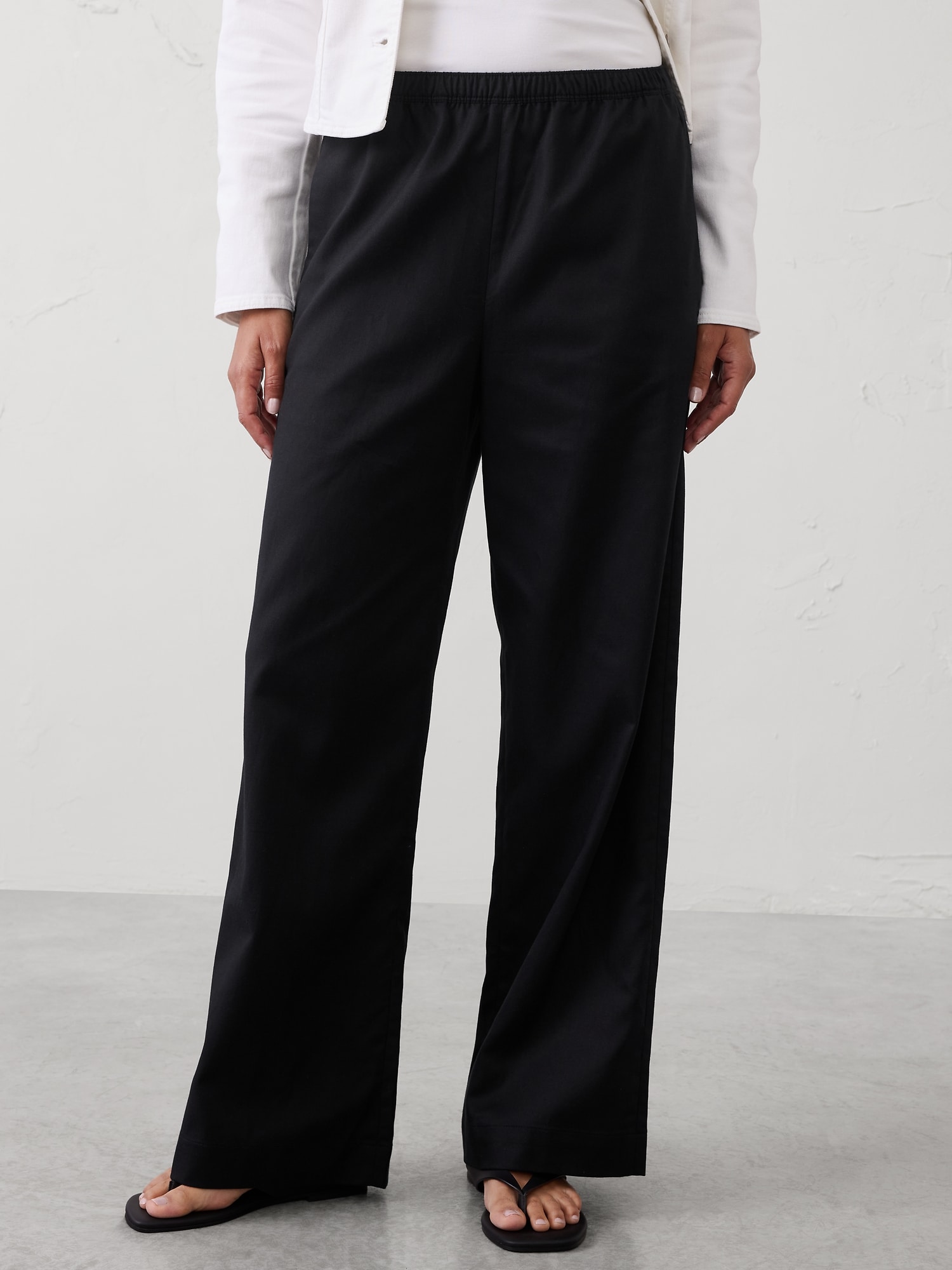 Image number 3 showing, Wide--Leg High-Rise Drapey Twill Pull-On Pant