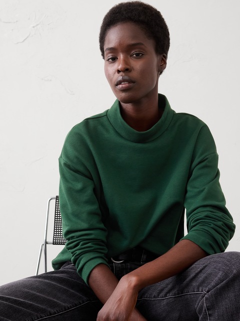 Fleece Mock-Neck Sweatshirt