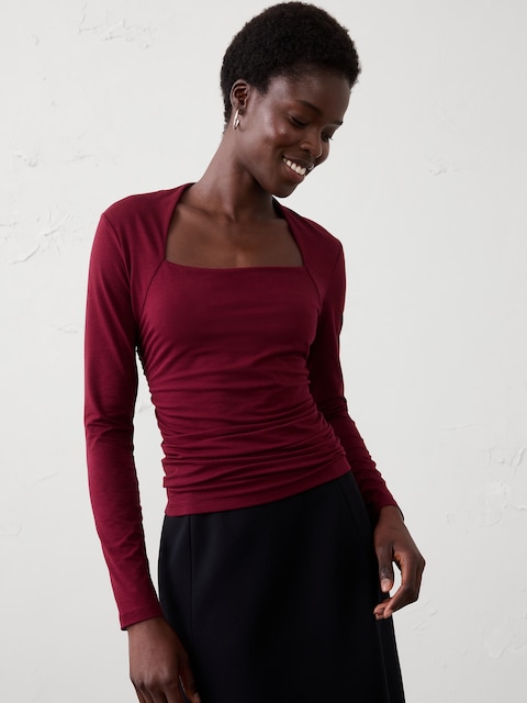 Soft Stretch Square-Neck Top
