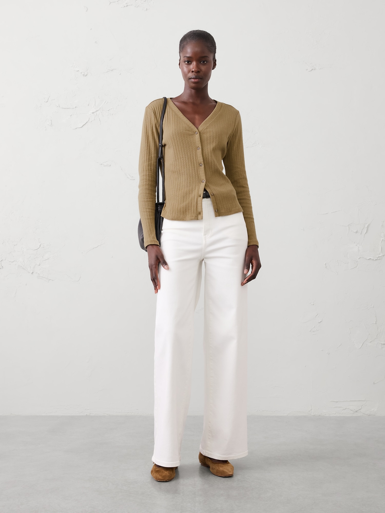 Image number 1 showing, Pointelle Ribbed Cardigan