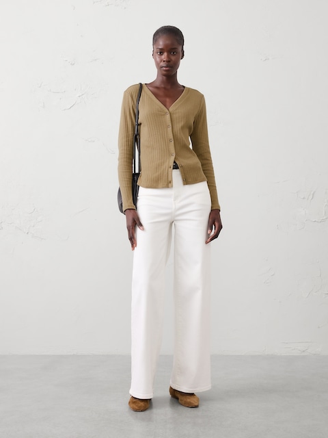 Pointelle Ribbed Cardigan