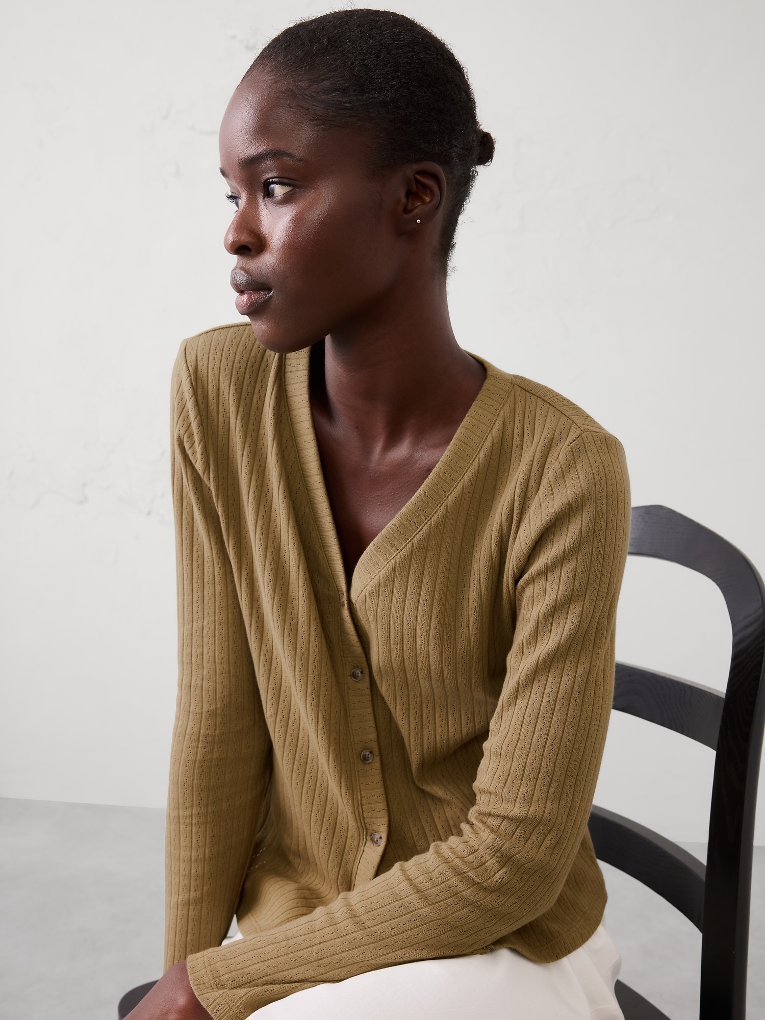 Image number 3 showing, Pointelle Ribbed Cardigan