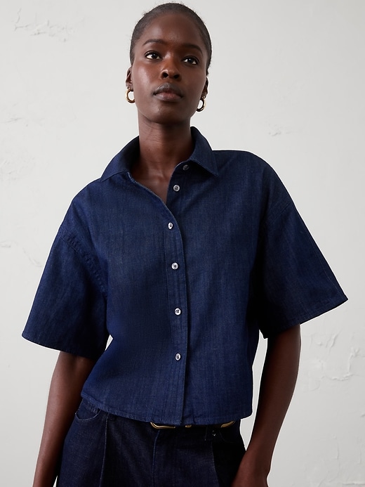 Denim Boxy Cropped Shirt | Banana Republic Factory