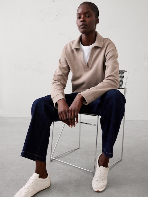 Fleece Collared Sweatshirt