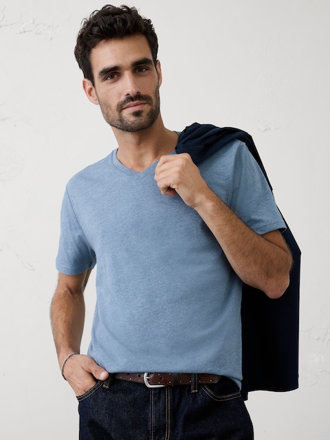 Standard-Fit Premium Wash V-Neck Shirt