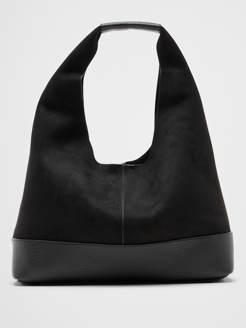 Vegan Suede Mixed Media Medium Slouchy Tote