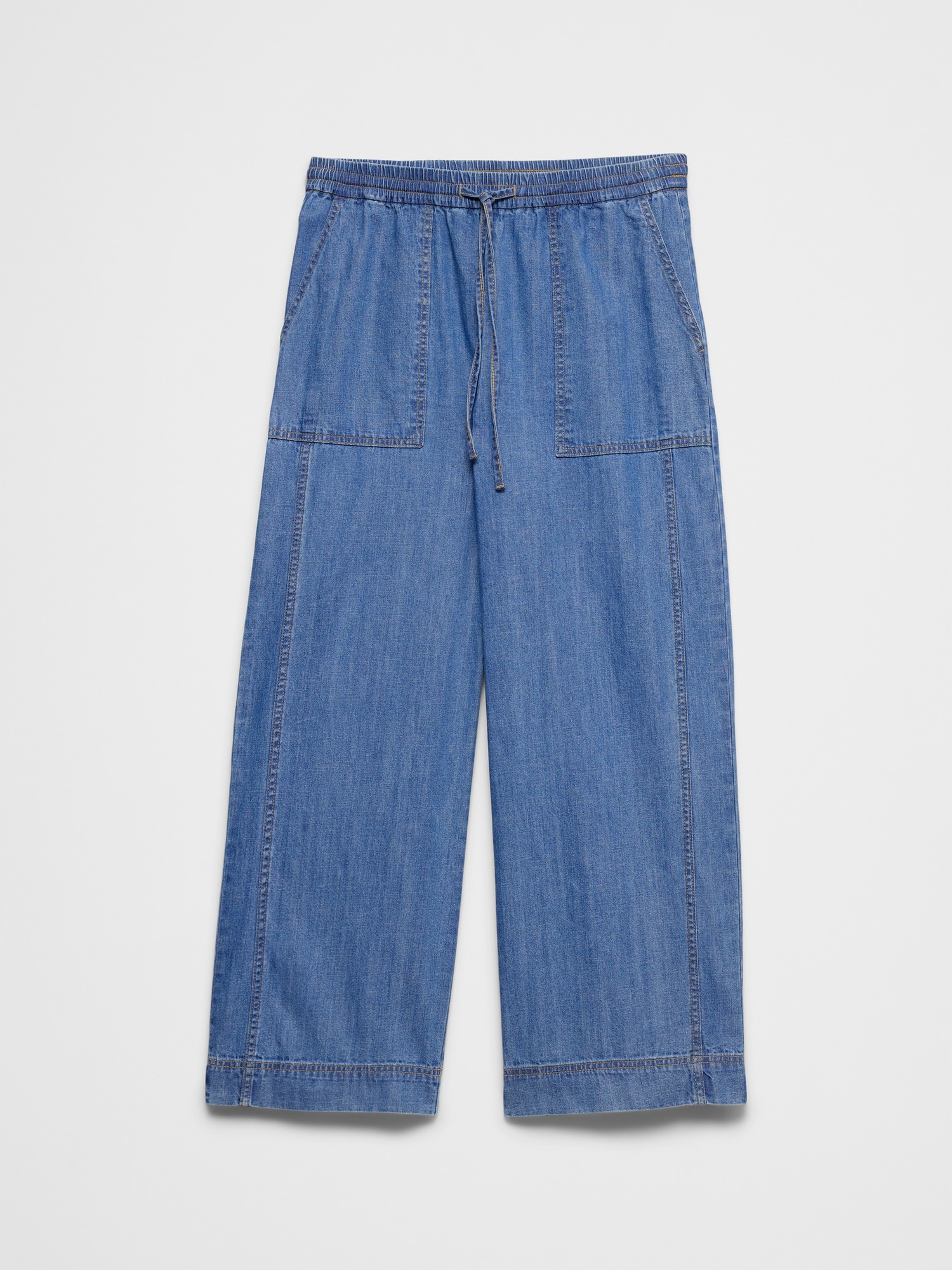 Image number 8 showing, Wide-Leg Mid-Rise Pull-On Utility Jean