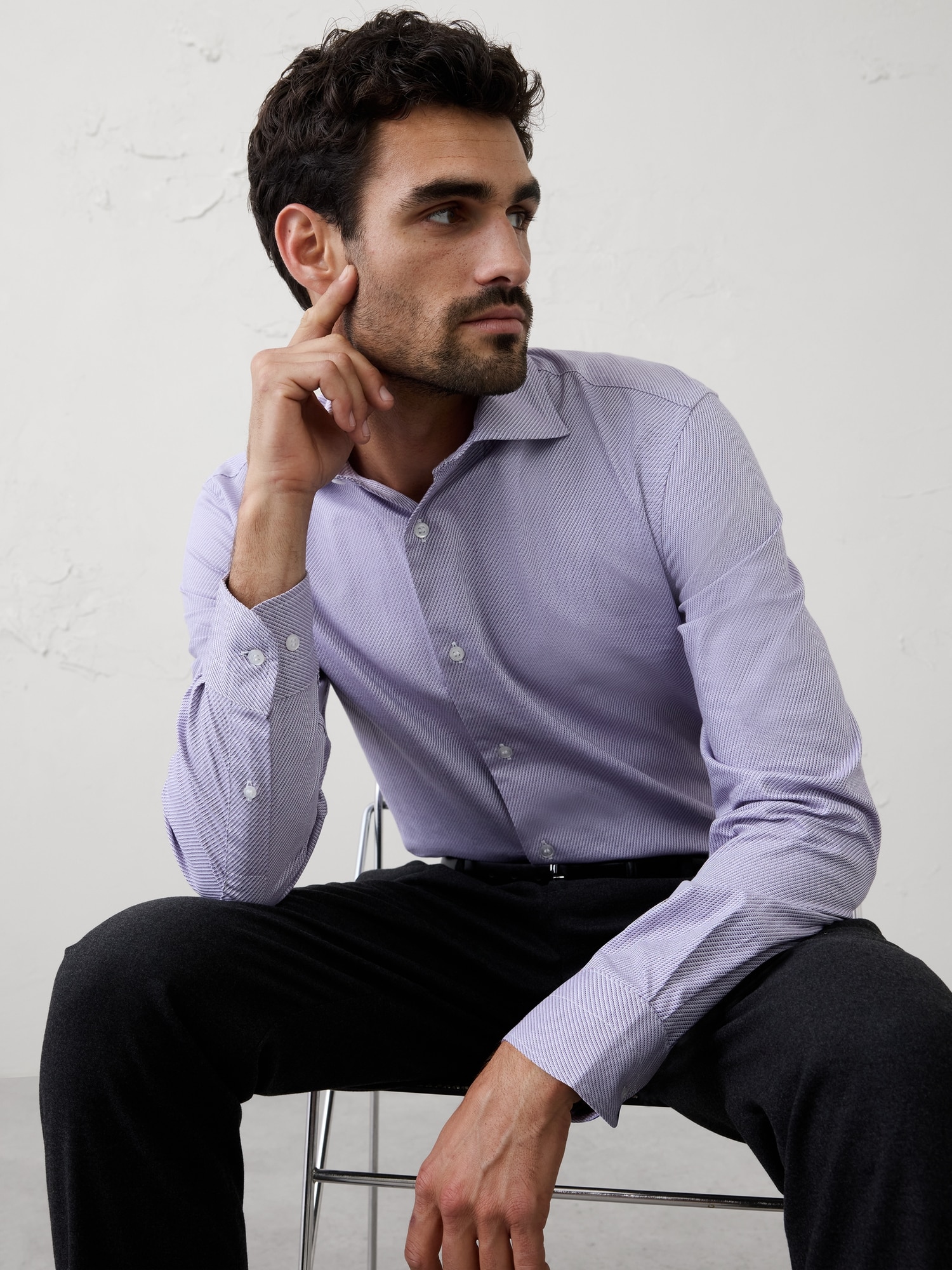 Image number 3 showing, Slim-Fit Dobby Dress Shirt