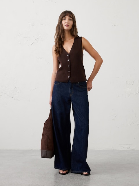 V-Neck Button Sweater