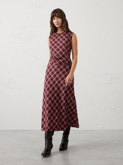 Breezy Plaid Midi Slip Skirt