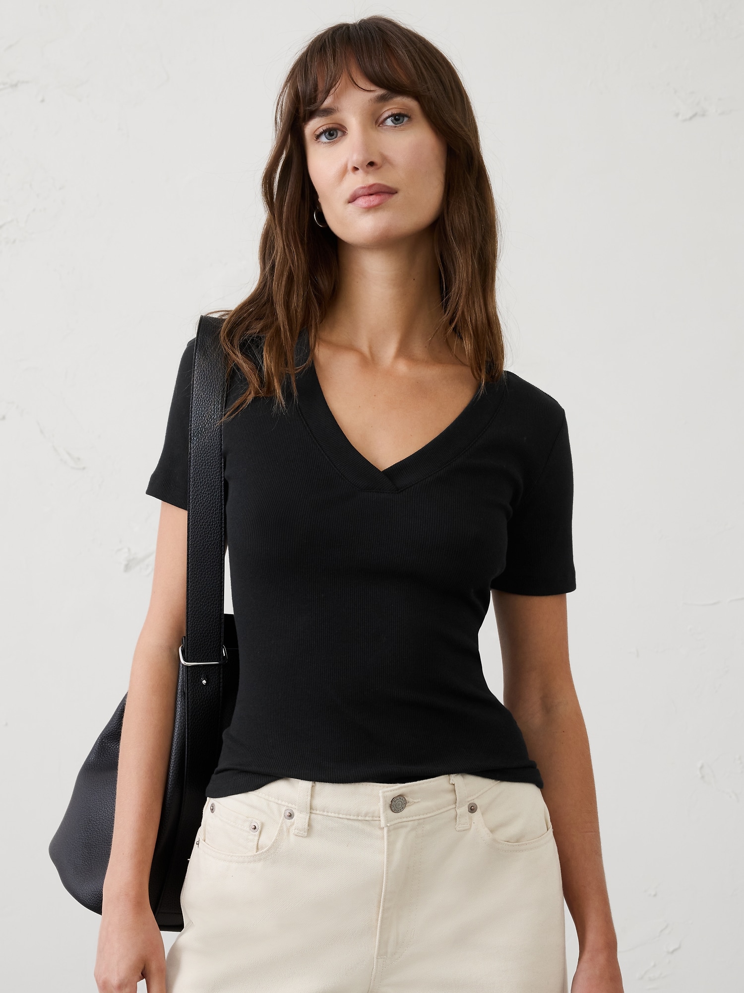 Image number 1 showing, Ribbed V-Neck T-Shirt
