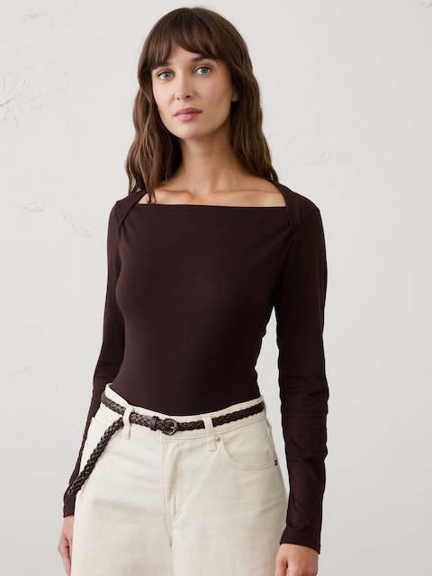 Jersey Straight-Neck T-Shirt