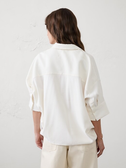 Drapey Twill Collared Popover Top | Banana Republic Factory