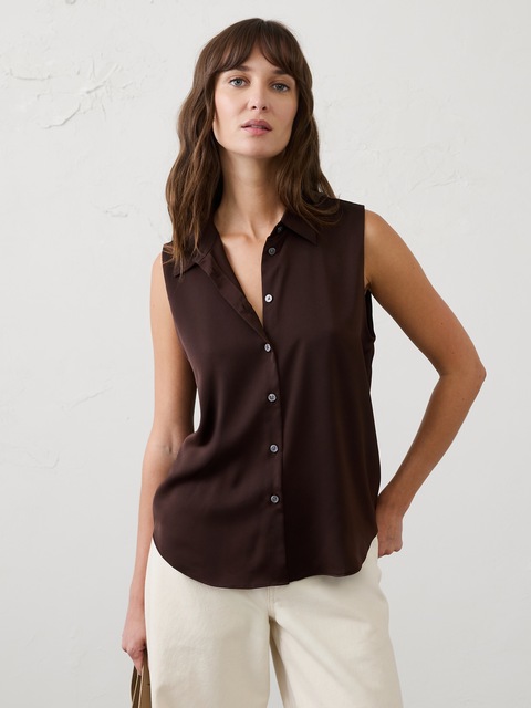 Silky Collared Top