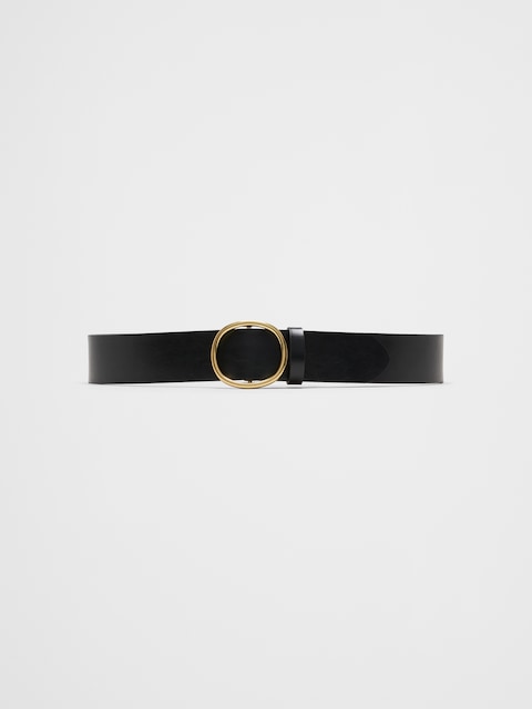 Wide Vegan Oval Buckle Belt