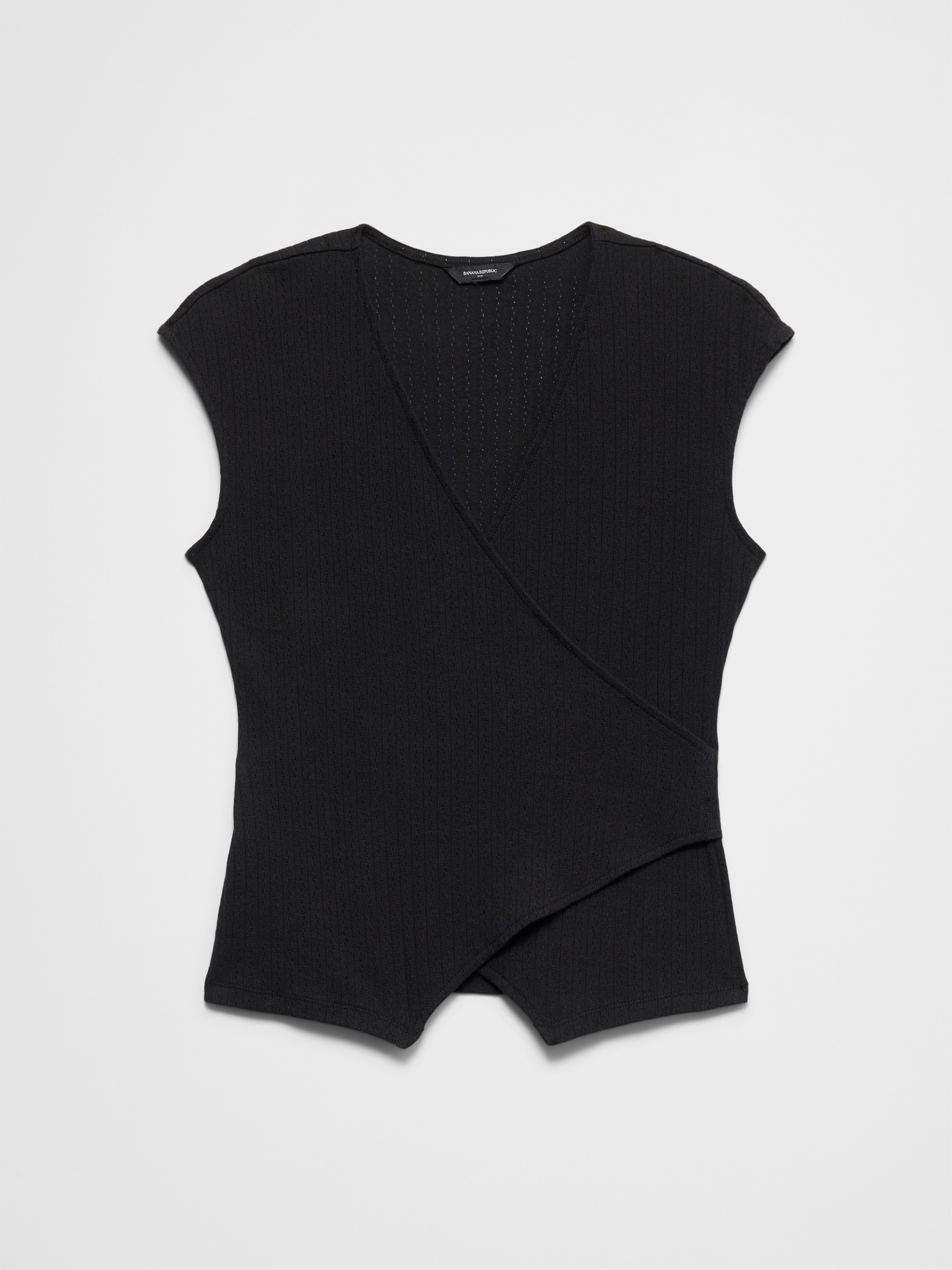 Image number 4 showing, Pointelle Ribbed Wrap-Front Top