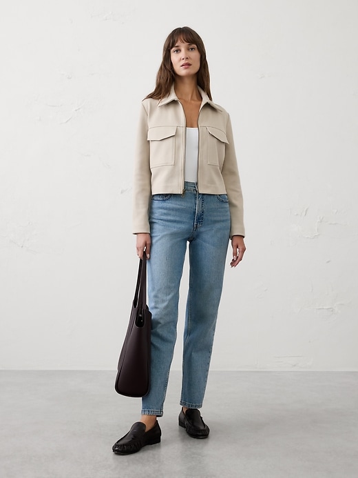 Knit Twill Cropped Jacket | Banana Republic Factory