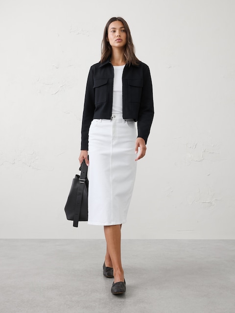 Knit Twill Cropped Jacket
