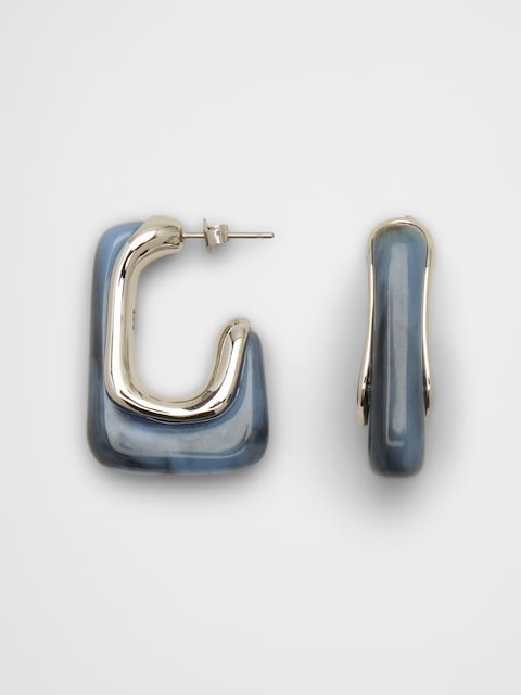Squared "J" Resin Earrings