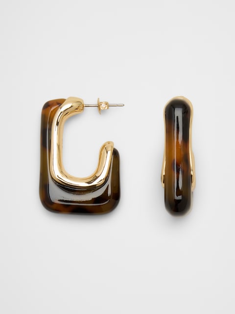 Squared "J" Resin Earrings