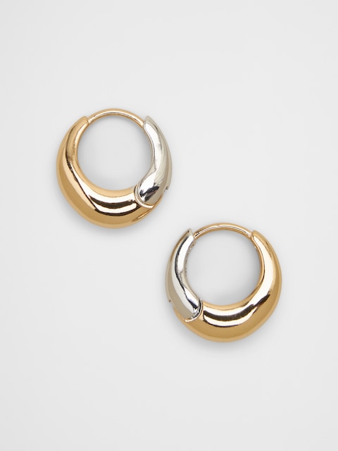 Mixed Metal Huggie Earrings
