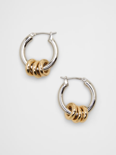 Mixed Metal Triple Ring Hoop Earrings