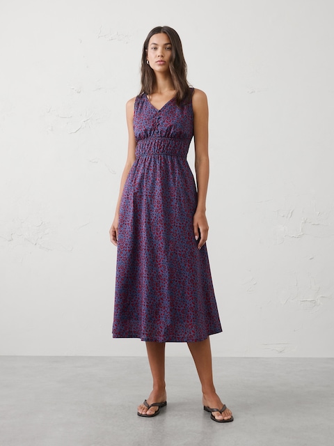 Elastic Detail Midi Dress