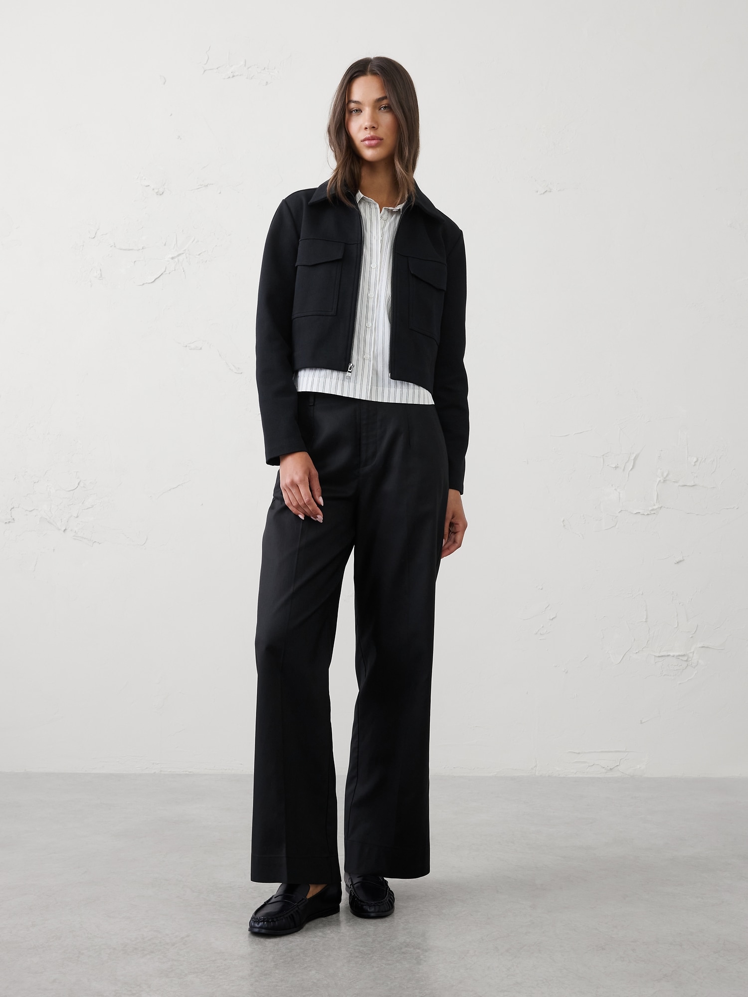 Image number 1 showing, Straight High-Rise Twill Pant