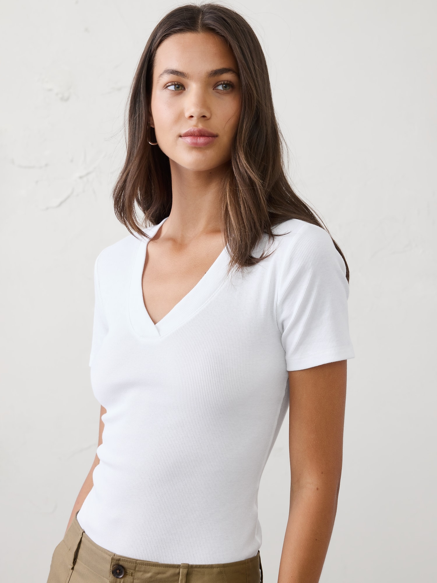 Image number 1 showing, Ribbed V-Neck T-Shirt