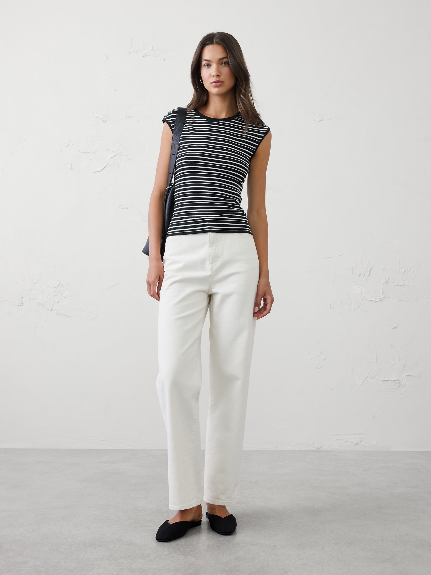 Image number 1 showing, Ribbed Cap-Sleeve T-Shirt