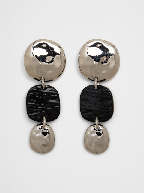 Mixed Media Organic Coin Drop Earrings