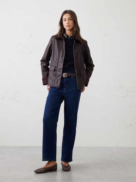 Vegan Leather with Vegan Suede Trim Jacket