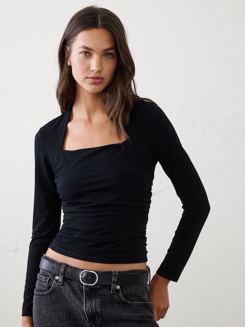 Soft Stretch Square-Neck Top