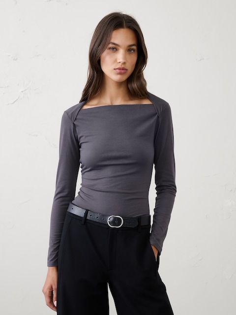 Jersey Straight-Neck T-Shirt
