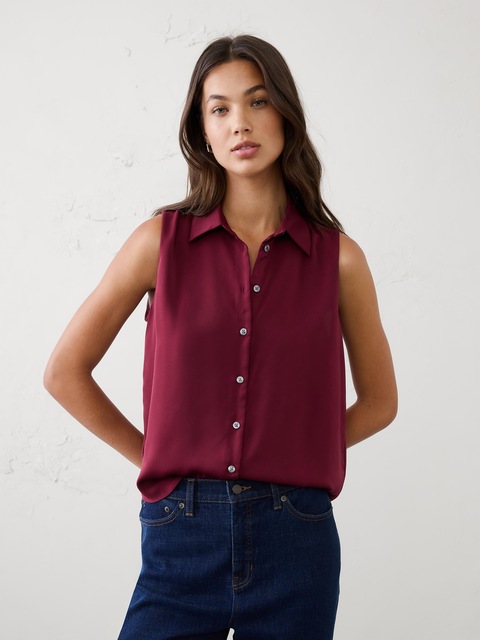 Silky Collared Top