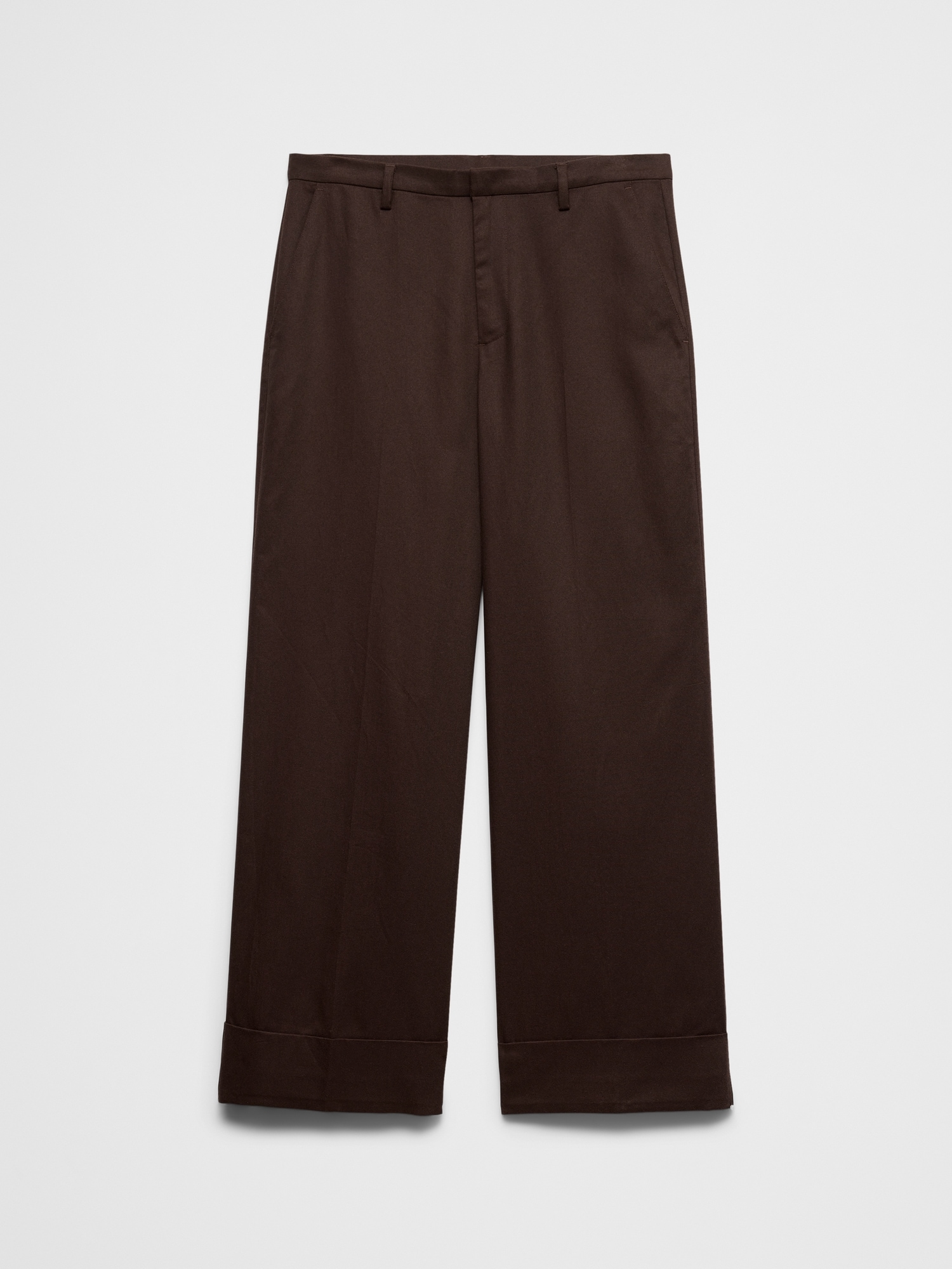 Image number 6 showing, Wide-Leg Mid-Rise Drapey Twill Cuffed Pant