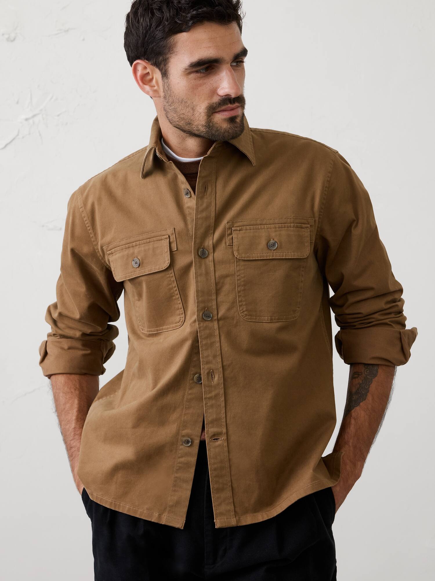 Image number 1 showing, Standard-Fit Heritage Cotton Twill Overshirt