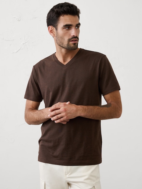 Standard-Fit Premium Wash V-Neck Shirt