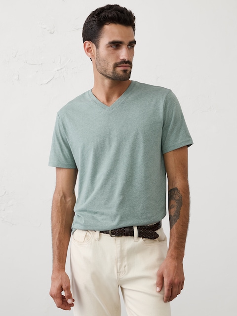 Standard-Fit Premium Wash V-Neck Shirt