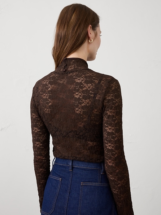 Lace Puckered Turtleneck Top | Banana Republic Factory