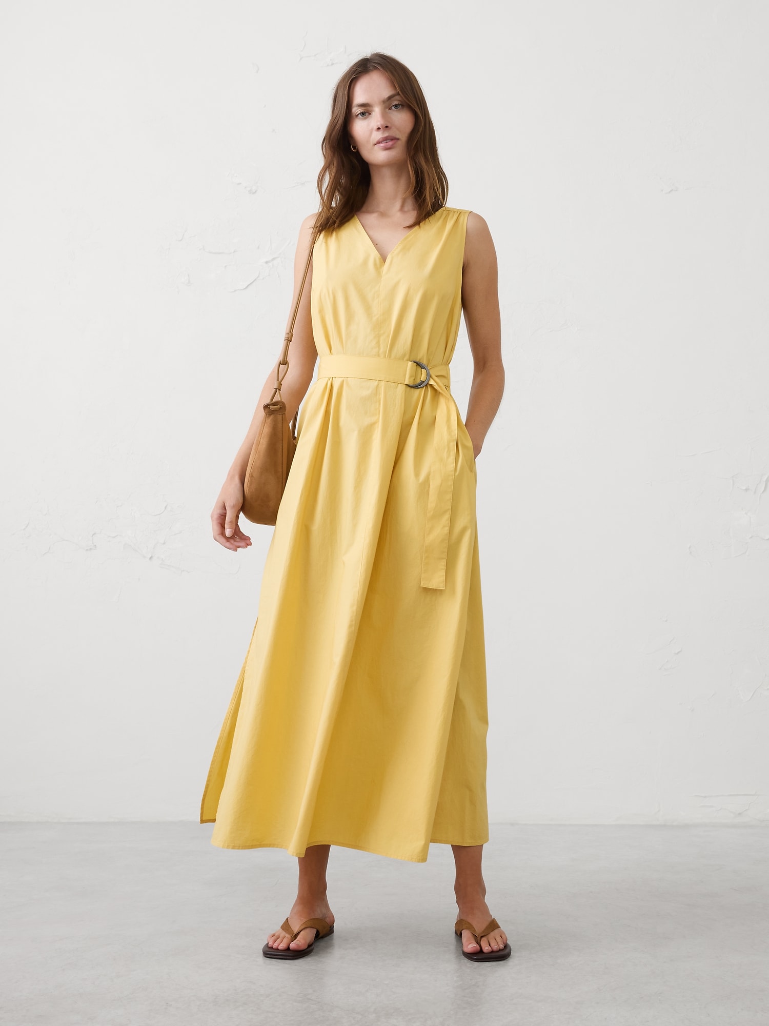 Image number 1 showing, Poplin Belted Maxi Dress