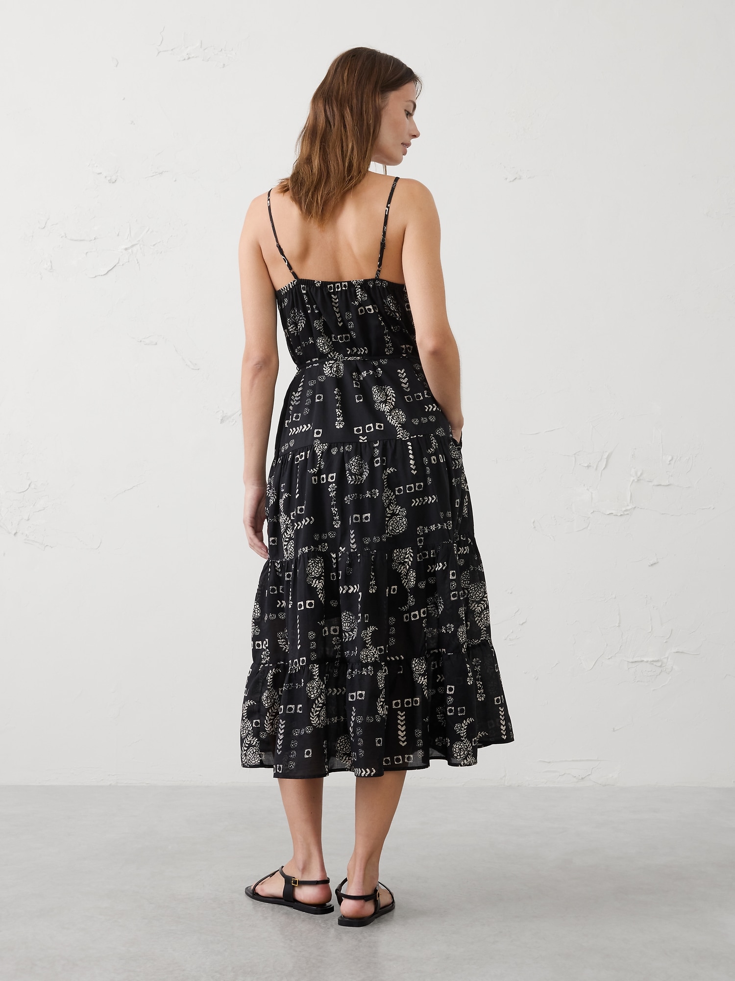 Image number 2 showing, Strappy Embroidered Tiered Midi Dress
